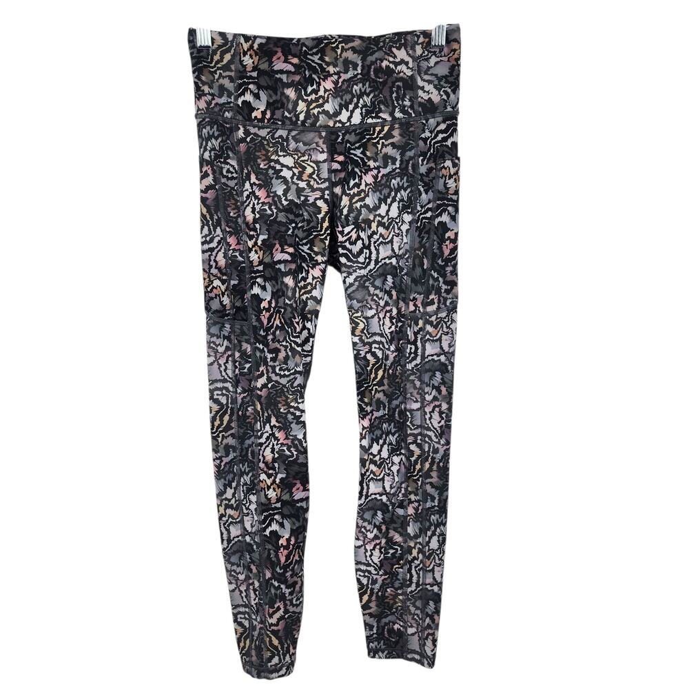 Athleta Ultimate Stash 7/8 Floral Printed Leggings Side Pockets Size Small
